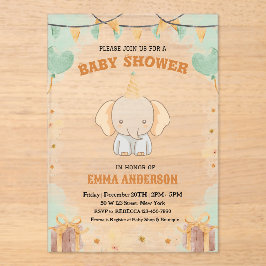 Invitaciones Acrílicas Pequeños sueños de maní - Baby Shower de elefantes