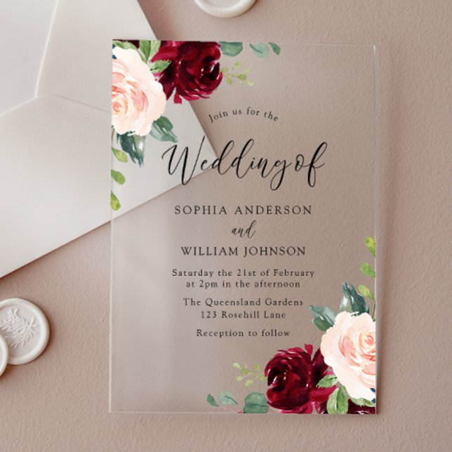 Invitaciones Acrílicas Perfección de Rubor: Boda Floral acuarela (Subido por el creador)
