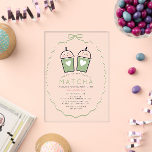Invitaciones Acrílicas Perfect Matcha Kawaii Marco de Tazón Despedida de