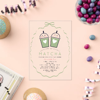 Invitaciones Acrílicas Perfect Matcha Kawaii Marco de Tazón Despedida de