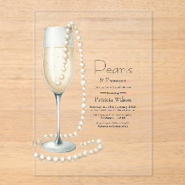 Invitaciones Acrílicas Perlas transparentes de la moda y ducha de novia e