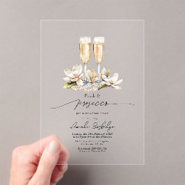Invitaciones Acrílicas Perlas transparentes y ducha de novia en Prosecco