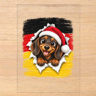 Invitaciones Acrílicas Perro salchicha de Navidad alemán