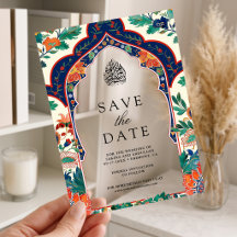 Persa Floral Inlay Musulmán Save the Date de Boda