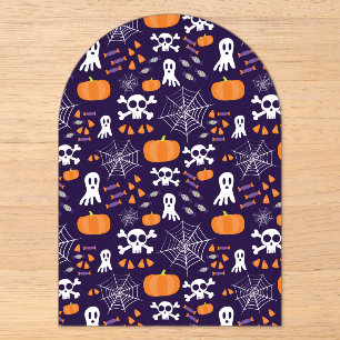 Invitaciones Acrílicas Personajes Divertidos y Espeluznantes de Halloween