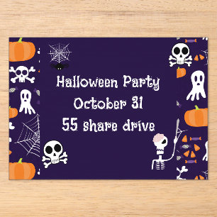 Invitaciones Acrílicas Personajes Divertidos y Espeluznantes de Halloween