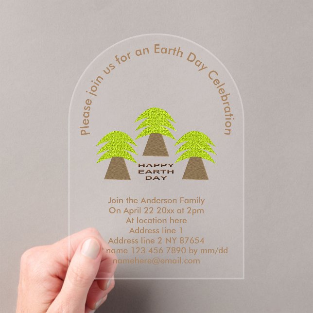 Invitaciones Acrílicas Personalizado de árboles del Día de la Tierra (Insitu (portátil))
