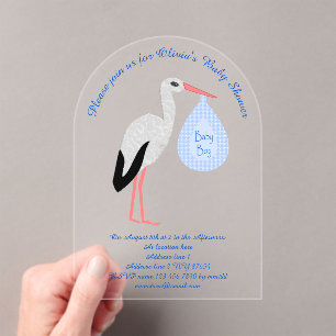 Invitaciones Acrílicas Personalizado de Baby Shower Cute Blue Baby Boy St
