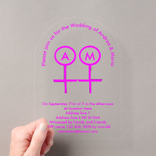 Invitaciones Acrílicas Personalizado de Lesbianas Amantes Monogramado Bod