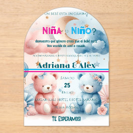 Invitaciones Acrílicas Personalizado de revelación de género Teddy Bear a