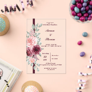 Invitaciones Acrílicas Personalizado Floral junto con sus familias boda