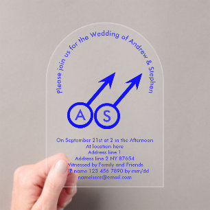 Invitaciones Acrílicas Personalizado Gay Lovers Boda Monogramado