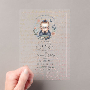 Invitaciones Acrílicas Personalizado Nuestro Siguiente Capítulo Baby Show