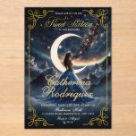 Invitaciones Acrílicas PERSONALIZADO Starry Night Dusty Blue Sweet Diecis<br><div class="desc">Noche estrellada Dusty Blue Sweet 16 Invitation,  Una Noche Bajo las Estrellas Sweet 16,  Celestial Glam Night Sky Invitation cumpleaños, </div>