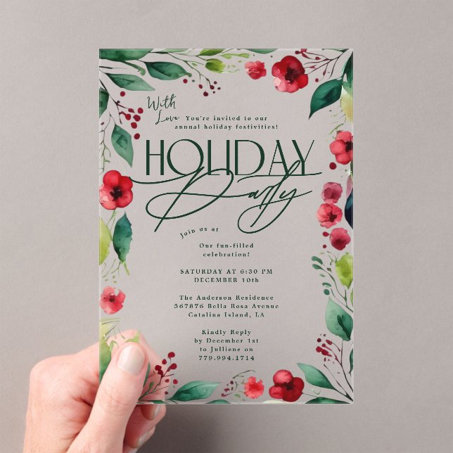 Invitaciones Acrílicas Personalizados botánicos modernos Navidades fiesta (Insitu (portátil))
