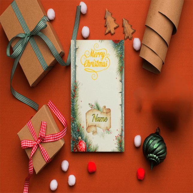 Invitaciones Acrílicas Personalized Family Name Christmas Card, Rustic Pi (Subido por el creador)