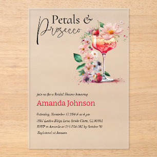 Invitaciones Acrílicas Petales y Prosecco Brunch Floral Bridal Shower