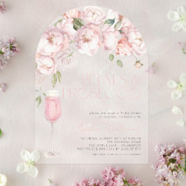 Invitaciones Acrílicas Petales y Prosecco Moderno Floral Floral Bridal Du