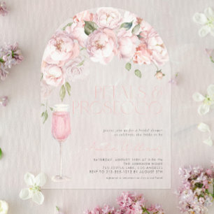 Invitaciones Acrílicas Petales y Prosecco Moderno Floral Floral Bridal Du