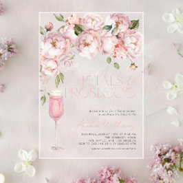 Invitaciones Acrílicas Petales y Prosecco Moderno Floral Floral Bridal Du