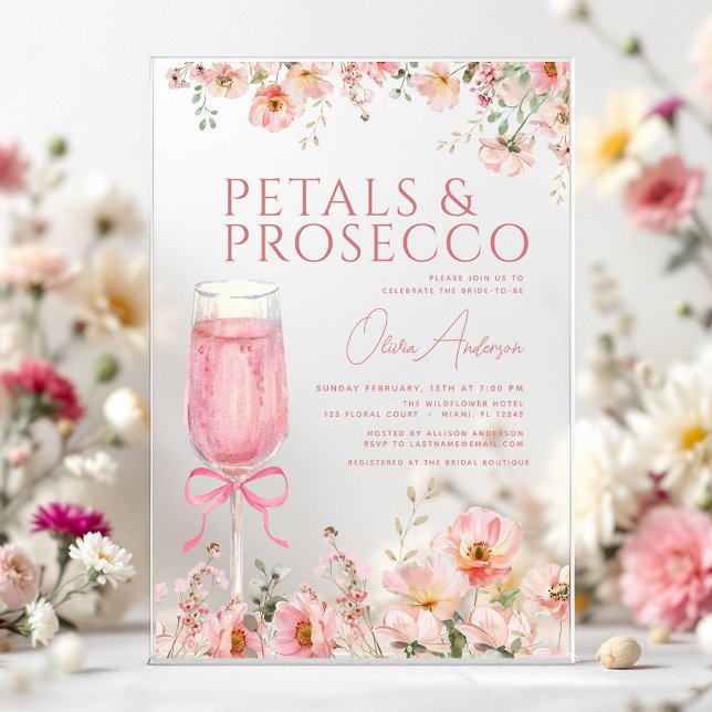 Invitaciones Acrílicas Pétalos de vaca rosada y ducha de novia Rubor Pros (Subido por el creador)