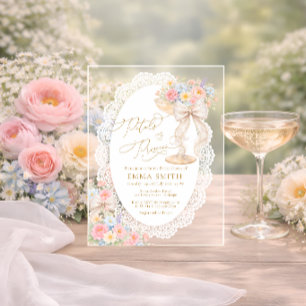 Invitaciones Acrílicas Pétalos y Prosecco Jardín Floral Despedida de Solt