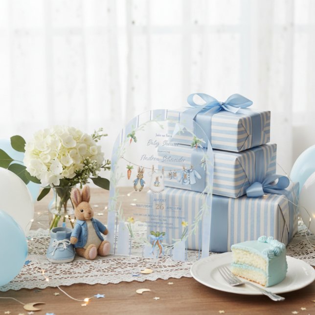 Invitaciones Acrílicas Peter the Rabbit Clothesline Baby Shower (Subido por el creador)