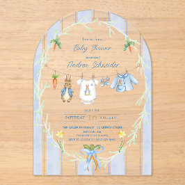 Invitaciones Acrílicas Peter the Rabbit Clothesline Baby Shower