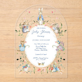 Invitaciones Acrílicas Peter the Rabbit Wildflower Baby Shower Acrylic