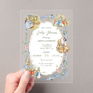 Invitaciones Acrílicas Peter the Rabbit Wildflower Ribbon Baby Shower