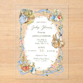 Invitaciones Acrílicas Peter the Rabbit Wildflower Ribbon Baby Shower