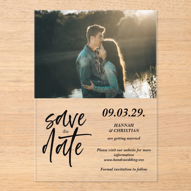 Invitaciones Acrílicas Photo Minimalist Save the date (Anverso)