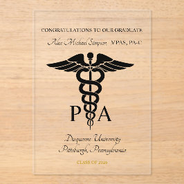 Invitaciones Acrílicas Physician Assistant Acrylic Graduate Announcement