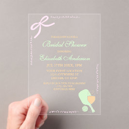 Invitaciones Acrílicas Pickleball and Prosecco Bridal Shower