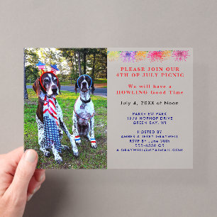 Invitaciones Acrílicas Pícnic de celebración patriótica del 4 de julio