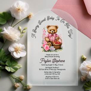 Invitaciones Acrílicas Pícnic de ositos, baby shower muy dulce