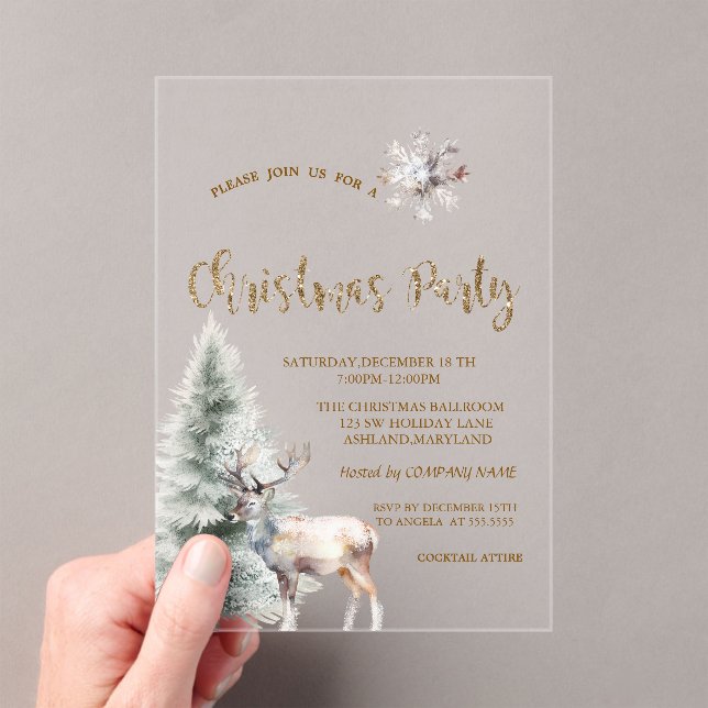 Invitaciones Acrílicas Pine Tree,Reindeer,Snowflake Black Christmas  (Insitu (portátil))