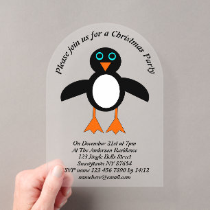 Invitaciones Acrílicas Pingüino Personalizado Adorable
