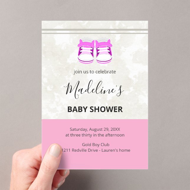 Invitaciones Acrílicas Pink Baby Shower Invitation – Custom Baby Girl (Insitu (portátil))