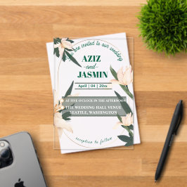 Invitaciones Acrílicas Pink blush floral Circle