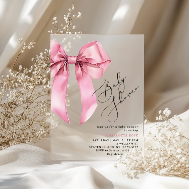Invitaciones Acrílicas Pink Bow Bowtiful Baby Shower (Subido por el creador)