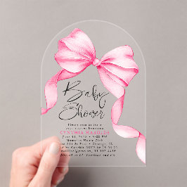 Invitaciones Acrílicas Pink Bow Cute Baby Baby Shower