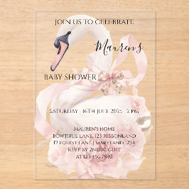 Invitaciones Acrílicas Pink Bow Girl Baby Shower Invitation