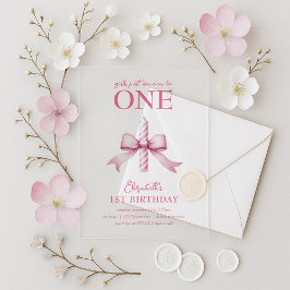 Invitaciones Acrílicas Pink Bow Girls Just Wanna Be One 1st Birthday 