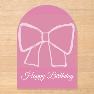 Invitaciones Acrílicas Pink Bow Happy Birday -