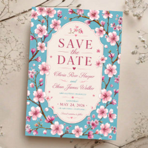 Invitaciones Acrílicas Pink Cherry Blossom Romantic Spring Elegant Sakura
