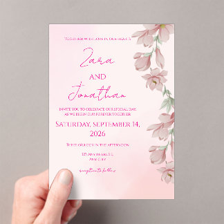 Invitaciones Acrílicas Pink floral invitation