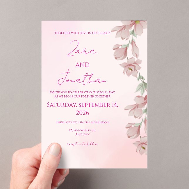 Invitaciones Acrílicas Pink floral invitation (Insitu (portátil))