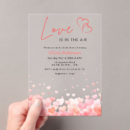 Invitaciones Acrílicas Pink & Red Love is in the Air Bridal Shower 