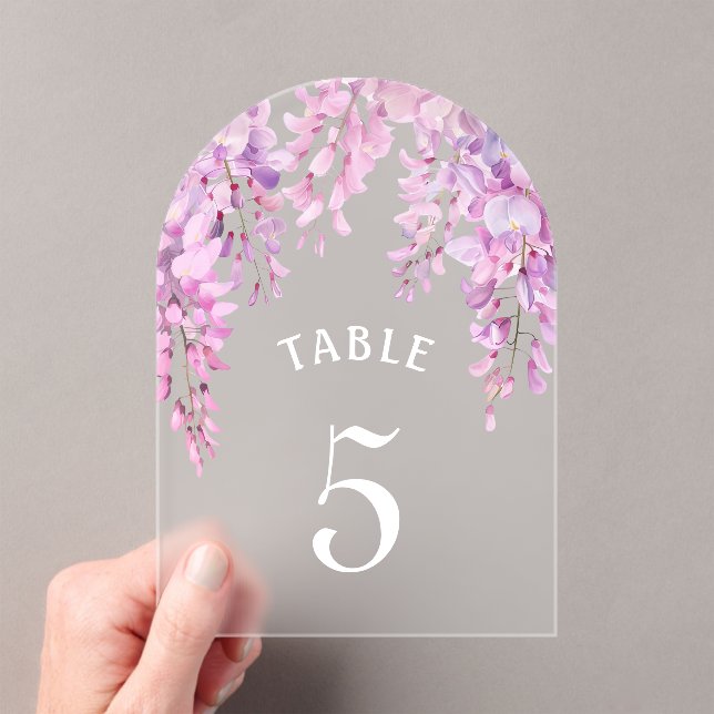 Invitaciones Acrílicas Pink Wisteria Baptism Acrylic Table Number (Insitu (portátil))